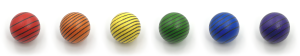 Rainbow striped foam balls with coating